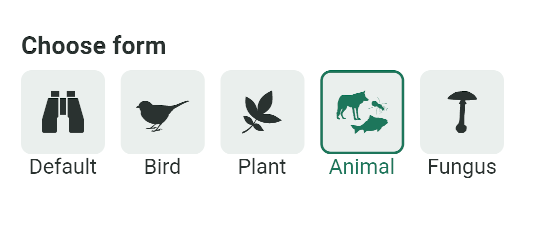 PlutoF GO observation form selection